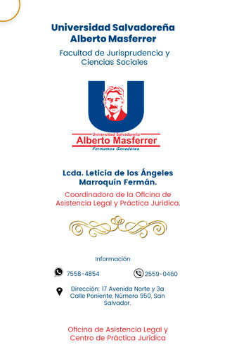 Universidad Salvadoreña Alberto Masferrer Asistencia Jurídica