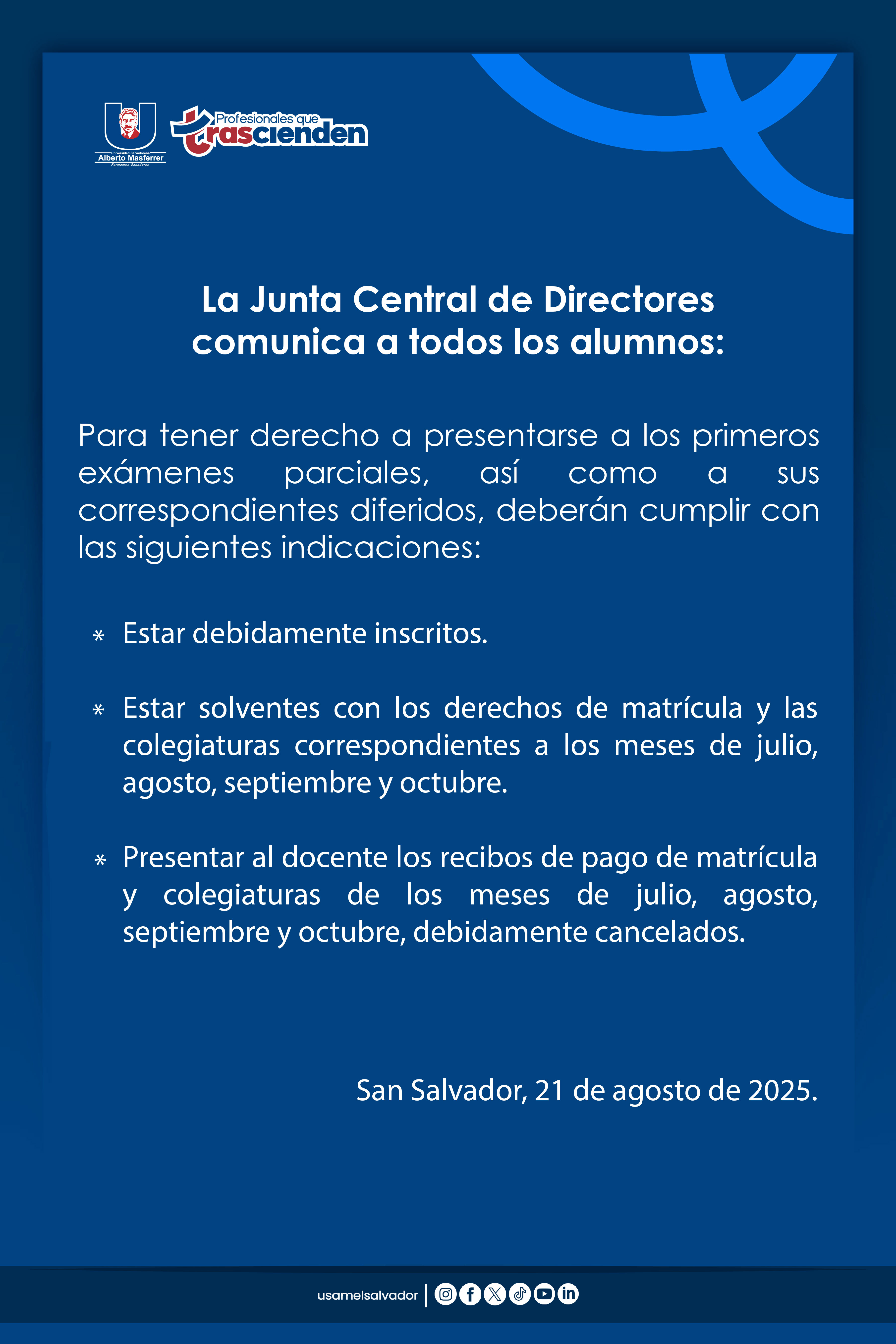 Segundos exámenes parciales
